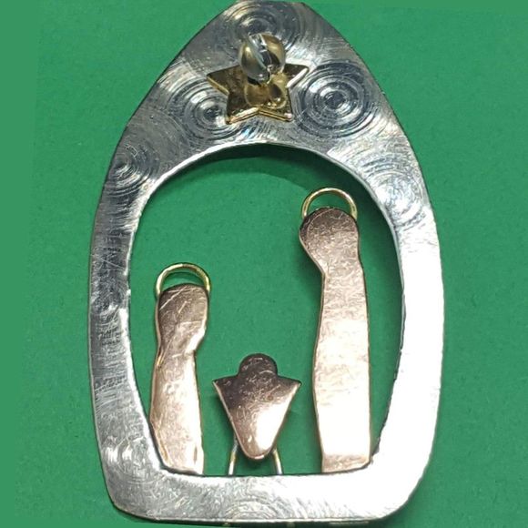 Bethlehem Night Handmade Mixed Metal Brooch - Picture 3 of 3